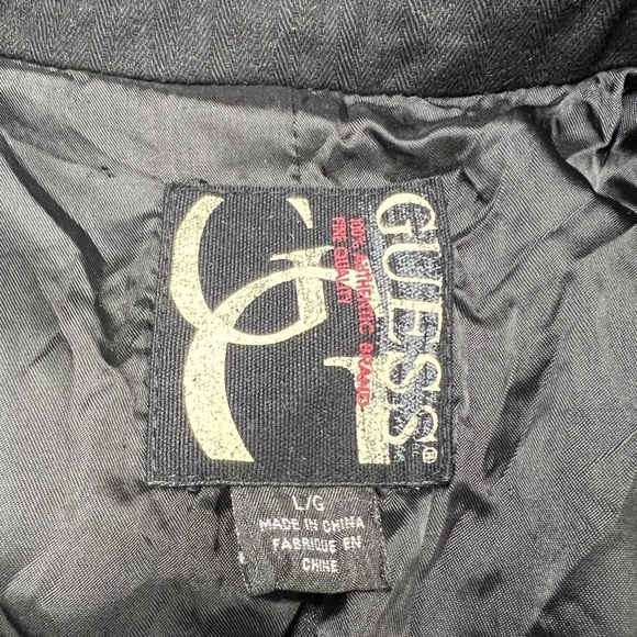 VINTAGE GUESS Sword Print Blazer Black L - Picture 7 of 8